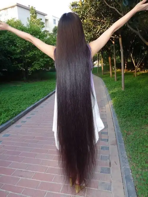 剪下漂亮女孩发质一流的及地长发-戈壁落日071#(42)