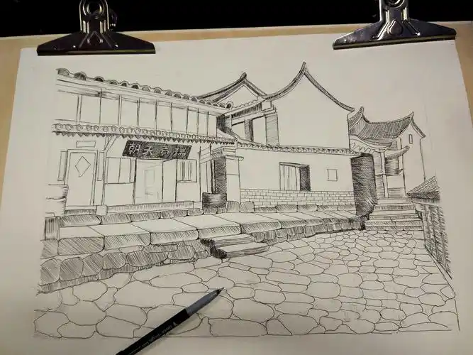 手绘画之易武古镇