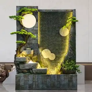 室内水幕墙假山流水喷泉办公室客厅玄关装饰落地水系景观鱼池摆件