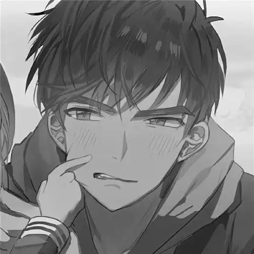 黑白动漫绘画情侣头像一男一女高清图片