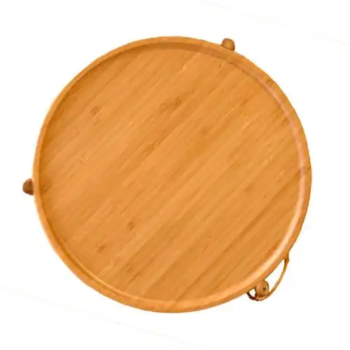 竹节装饰圆形果盘多功能创意茶盘茶杯水果托盘竹家用现代简约摆件