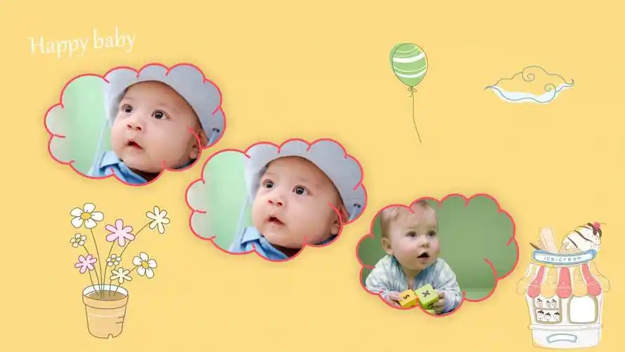 可爱的宝宝百天成长相册ppt模板