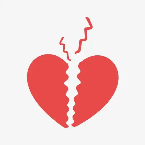 红色圆形心形裂缝情人节元素