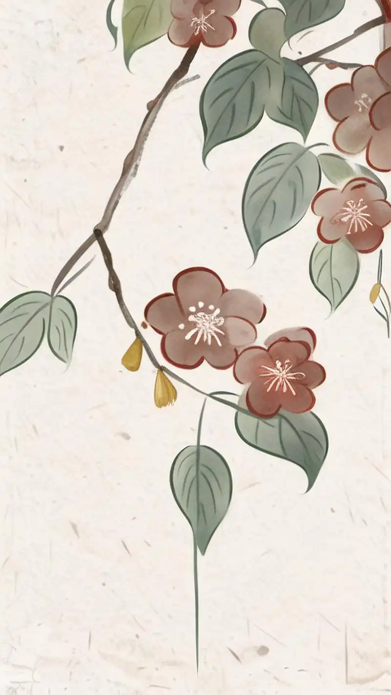 一组简约风格的古风梅花背景图,宛如水墨画般淡雅,又似古诗意境般深远