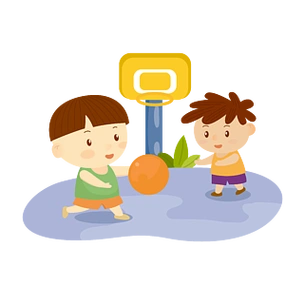 两个男孩玩球卡通插画素材