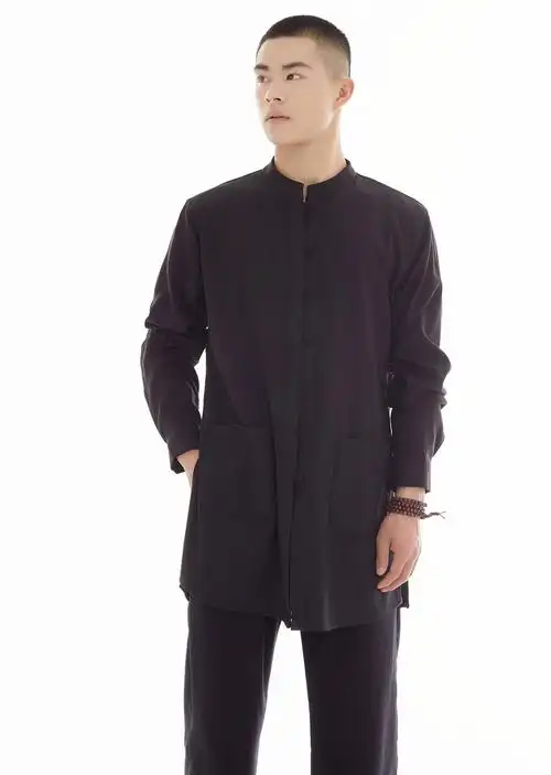 鸿然太极练功棉麻定制中国国风唐装男春夏秋太极服