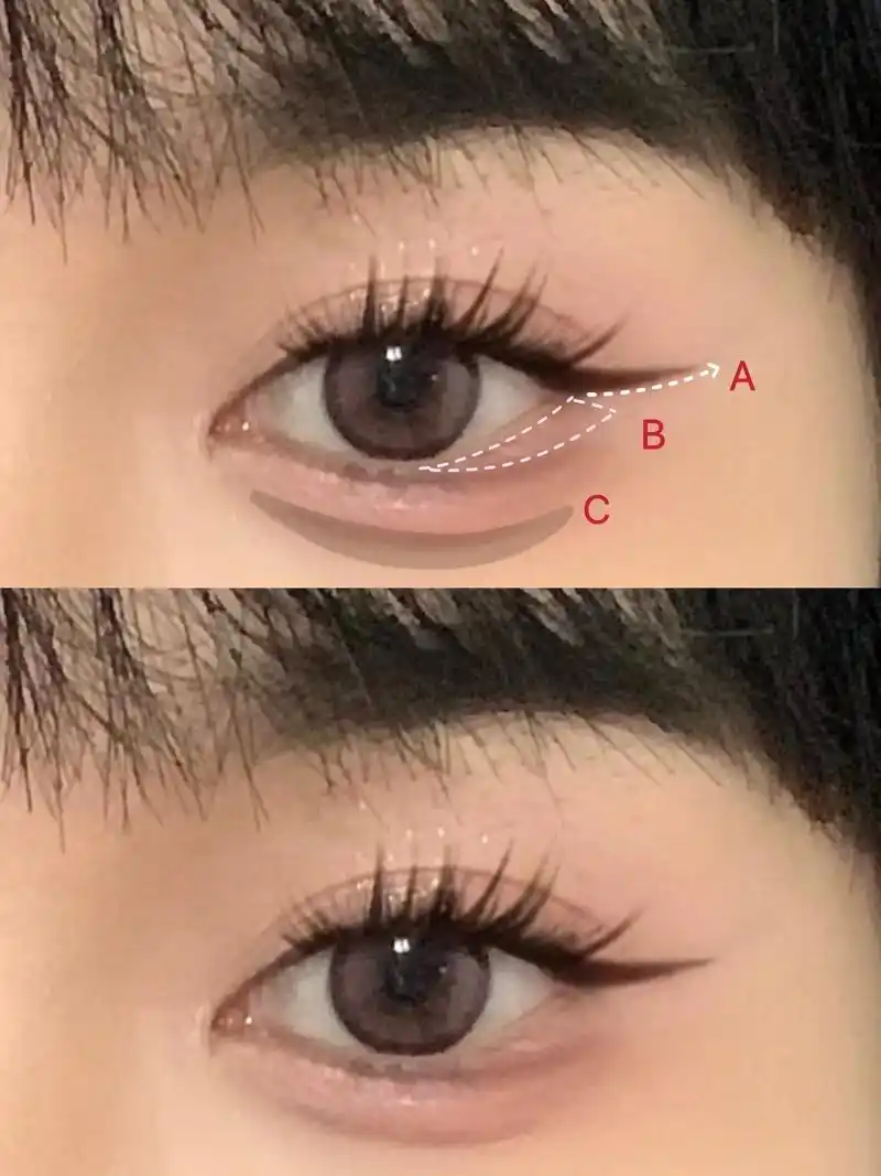 新手三步画眼睑下至/新年兔系平行四边形.#眼妆教程 #眼睑下 - 抖音