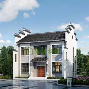 新中式别墅设计图纸二层新农村自建房两层乡村徽派建筑马头墙简单