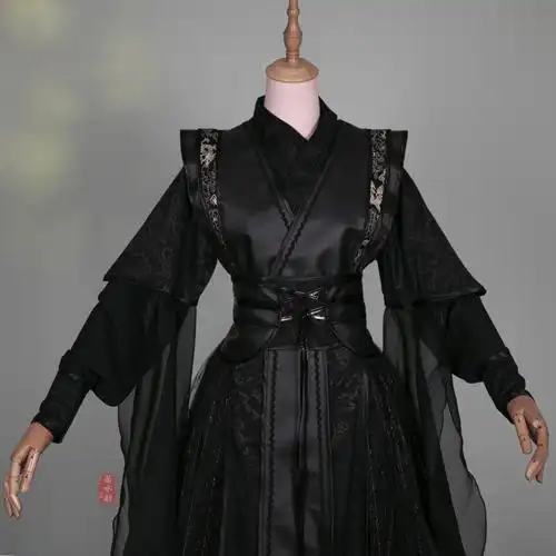 若水定制原创古装黑色cosplay男装服装古风帅气民族服装