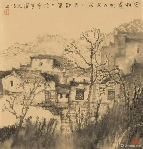 徽派民居写生之一切_山水写生_李得之作品展_李得之在线作品_李得之