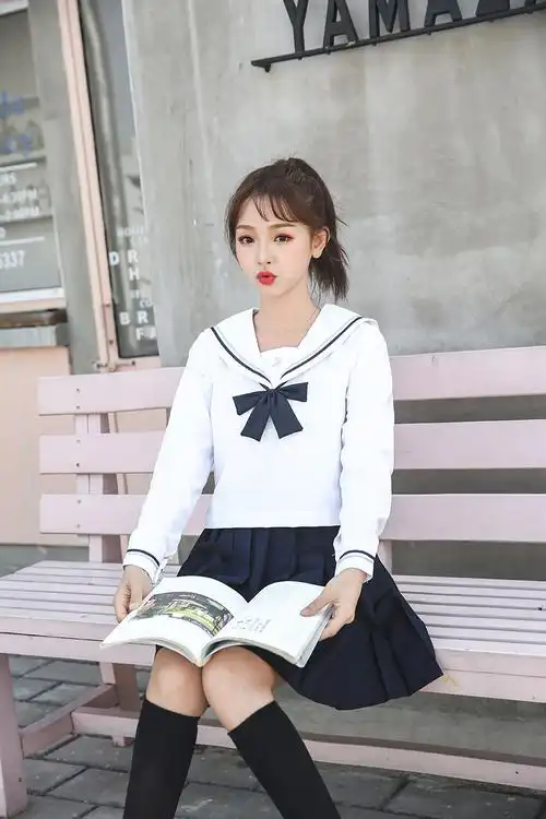 岸京学院风校服正统jk制服套装日本水手服女学生班服软妹裙中间服