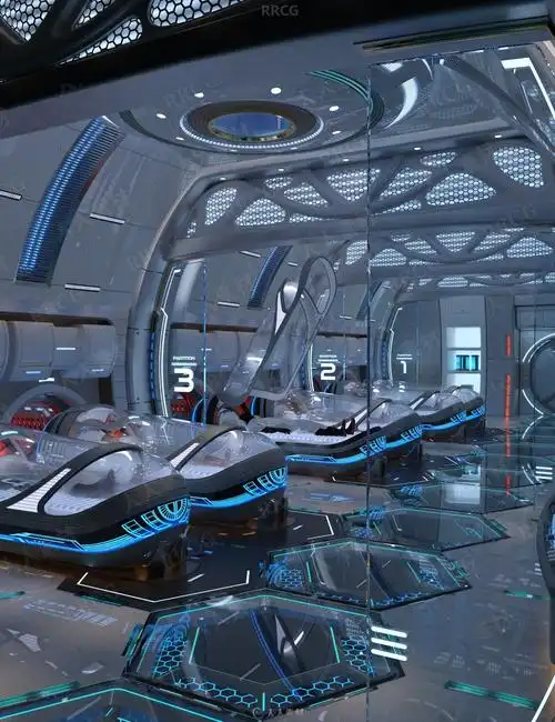 太空飞船实验室科幻场景3d模型合集-cg素材岛