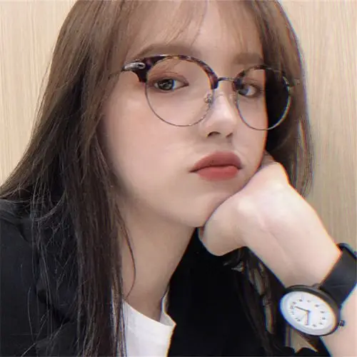 韩国复古文艺半框眼镜女网红款素颜日系近视眼镜tr配度数秀智同款