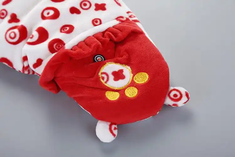 紫金娃娃婴幼儿宝宝卡通小狗法莱绒哈衣爬服