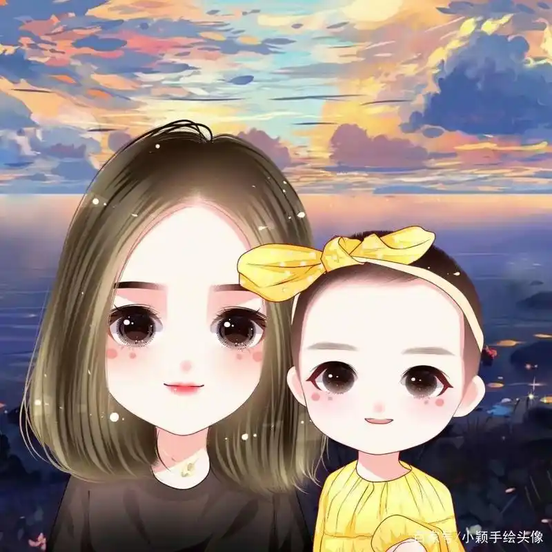 亲子头像设计,好看的母子,母女手绘头像,你喜欢吗?