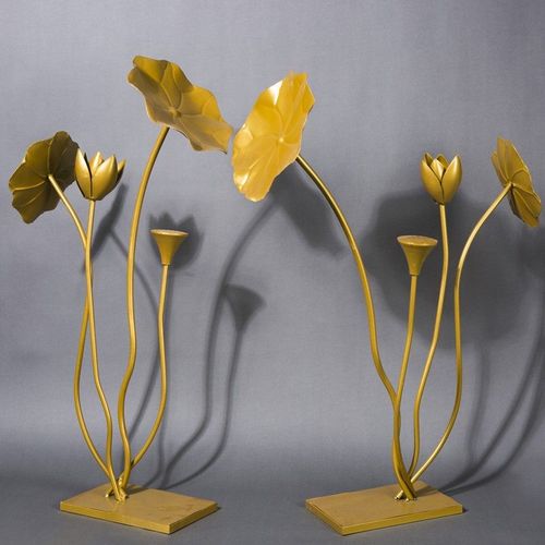 婚庆道具金色铁艺荷花家居金属荷叶莲花装饰中式路引婚礼舞台摆件