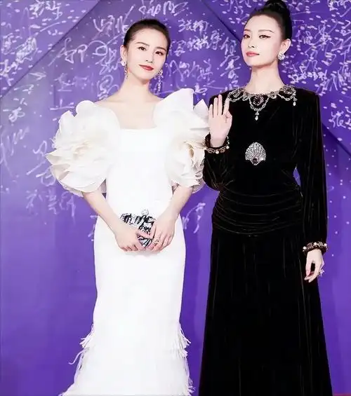 35岁刘诗诗和34岁倪妮同框,像黑白天鹅一般,高贵典雅,气质惊艳|裙摆