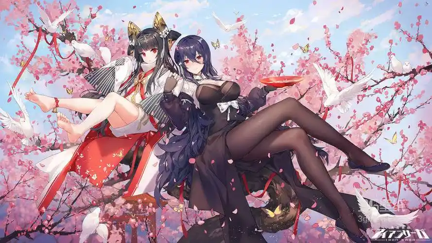 樱花树前的黑丝日系动漫少女高清壁纸1