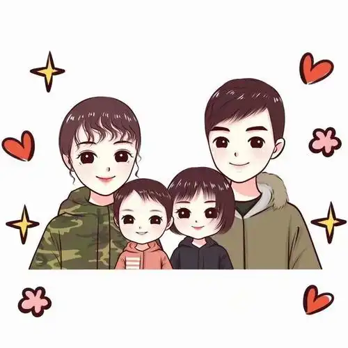 家人团聚,一家三口,四口微信头像,全家福照片