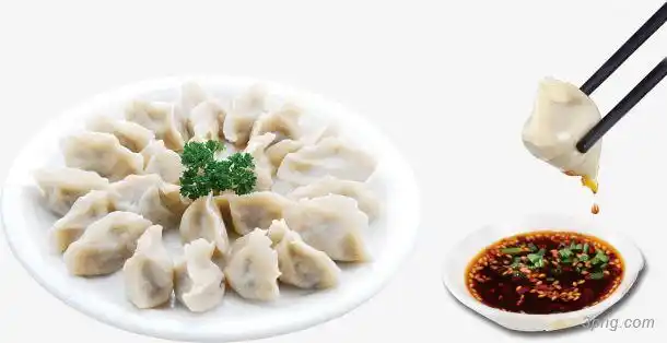 一盘美味饺子png素材透明免抠图片-其他元素
