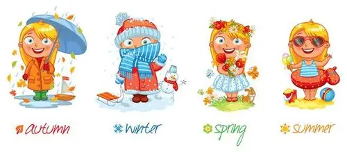 春夏秋冬卡通女孩插画图片