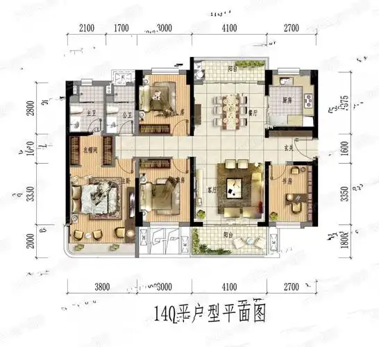 碧桂园东汇城4室2厅2卫的户型