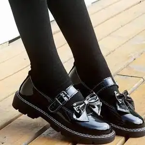 春秋季小皮鞋女孩学院风公主黑色单鞋洛丽塔女童鞋中大童儿童鞋子