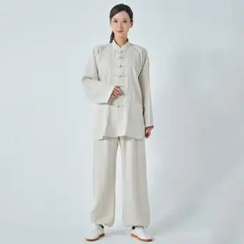 陈家沟同款太极服亚麻2022春夏新款飘逸吸汗中老年晨练练功服太极拳