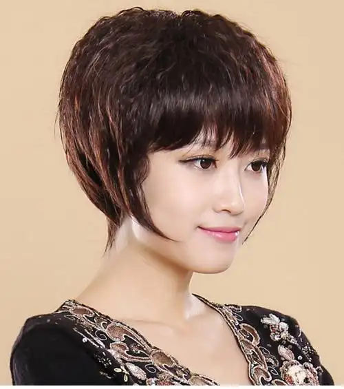 假发女短发时尚妈妈短卷发中老年假发玉米烫自然逼真发丝蓬松修脸