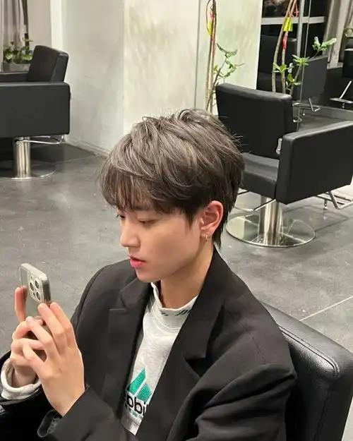 男生亚麻色头发图片