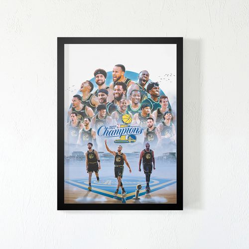 2022勇士总冠军全家福插画实木装饰相框库里照片墙挂墙壁画桌摆件