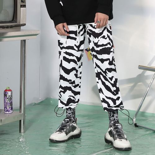 宽松抽绳夏季新夏季genanx休闲裤闪电裤子印花纹印休闲裤