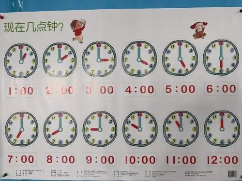 分针指在12, 时针指向数字几, 就表示几点整.