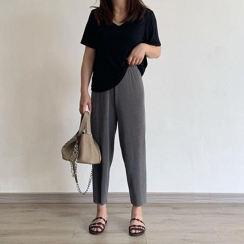 2022夏季新款胖mm冰丝萝卜裤女九分高腰宽松显瘦200斤大码凉凉裤