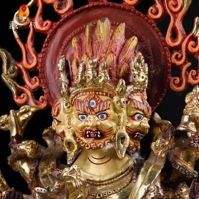 藏传佛教尼泊尔手工12寸纯铜全鎏金密宗佛像摆件除秽金刚秽迹金.