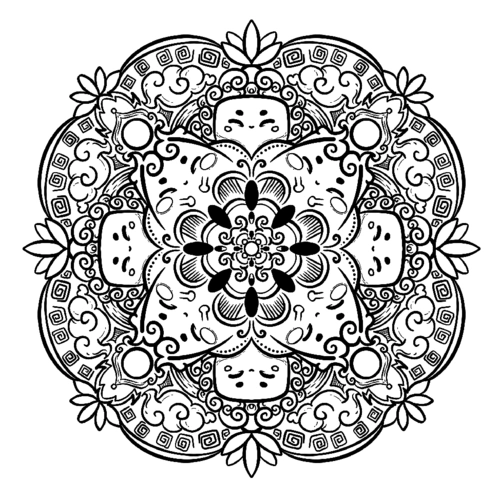 涂鸦q版佛教唐卡图案