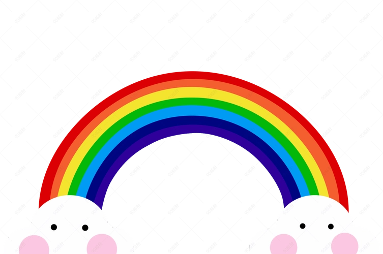 彩虹云朵装饰手绘可爱高矢量