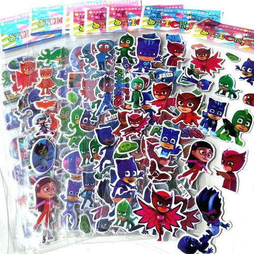 儿童卡通动漫贴画睡衣小英雄蒙面侠贴纸早教益智贴纸3d立体泡泡贴