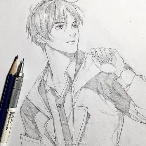 神仙画师微博转载二次元人物黑白动漫素材插画绘画线稿手绘女生男生