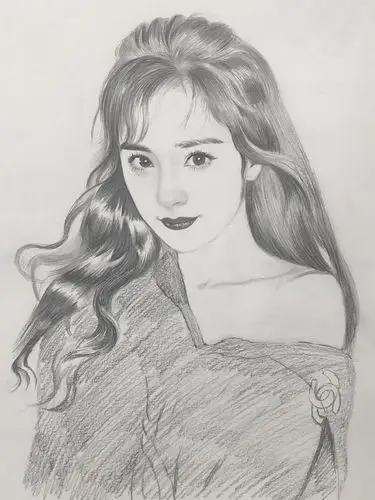 杨幂,素描过程图