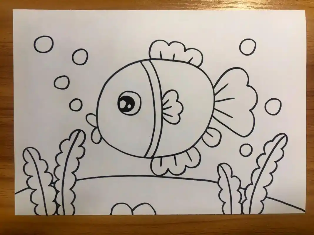 一起学画画 #少儿美术 #儿童画范画 #一条小鱼 #鱼的画 - 抖音