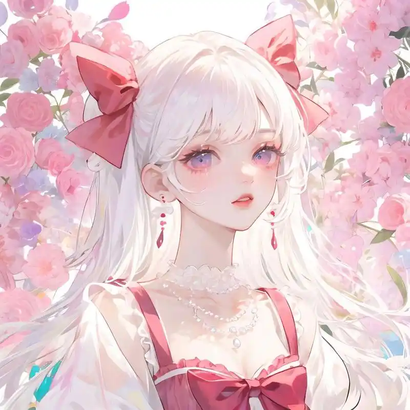 少女头像|粉白色系小甜妹 落日余晖的路上总是爱意弥漫