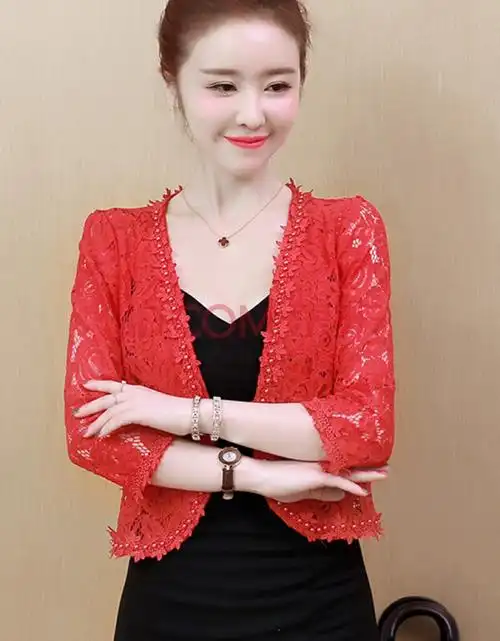蕾丝小披肩夏天薄款镂空外搭短外套百搭小坎肩衣开衫女空调衫雷丝