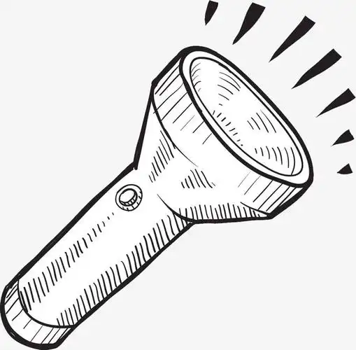 黑白钢笔手绘线稿手电照明