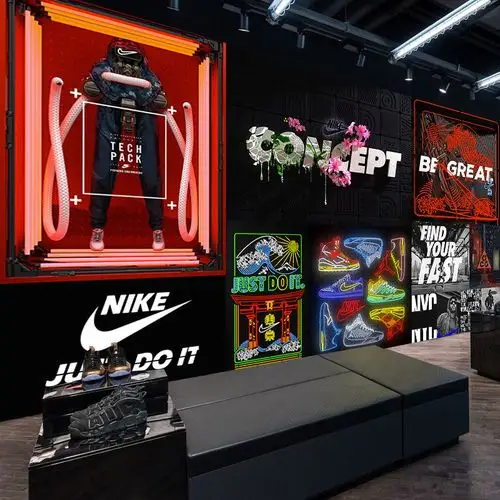 潮牌潮流男装女装服装店壁纸个性创意上次专卖店主题鞋店装饰壁纸