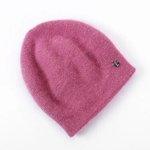 冬季帽子女时尚贝雷帽韩版画家帽保暖可爱兔毛针织毛线帽中老年帽