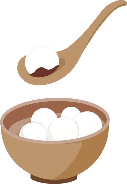 卡通免扣手绘开口露馅汤圆图片