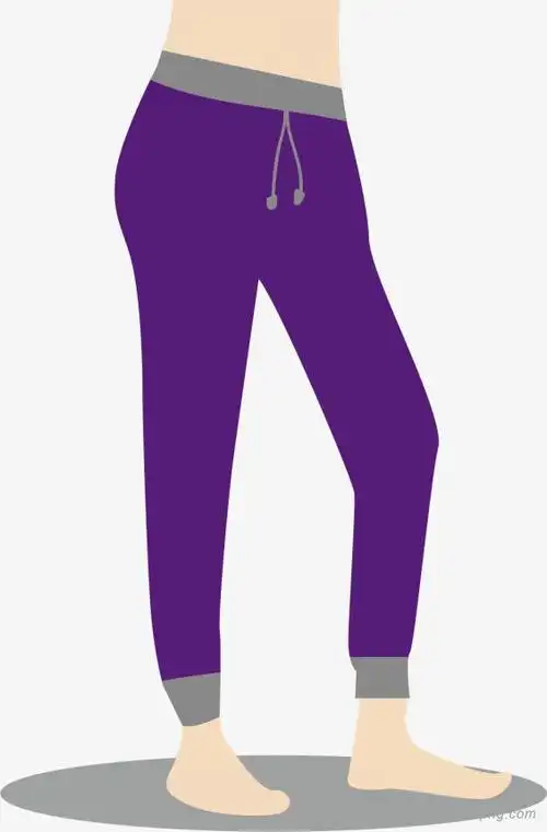 紫色迷你风格矢量运动裤png素材透明免抠图片-卡通手绘