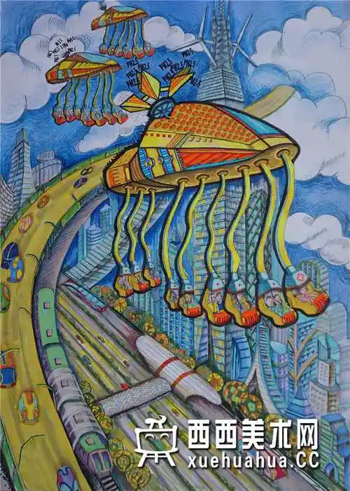 一等奖中学生获奖科幻画章鱼巴士赏析