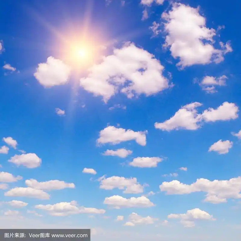 蓝天白云上的太阳